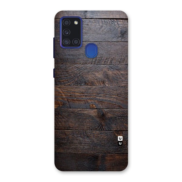 Dark Wood Printed Back Case for Galaxy A21s