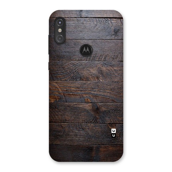 Dark Wood Printed Back Case for Motorola One Power