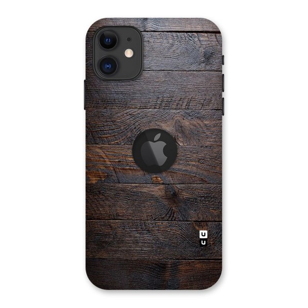 Dark Wood Printed Back Case for iPhone 11 Logo Cut