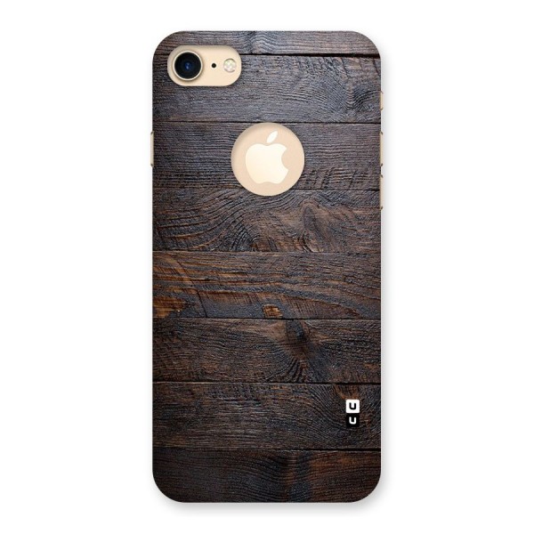 Dark Wood Printed Back Case for iPhone 7 Logo Cut