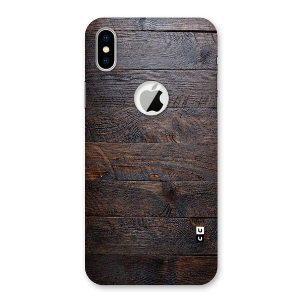 Dark Wood Printed Back Case for iPhone XS Logo Cut