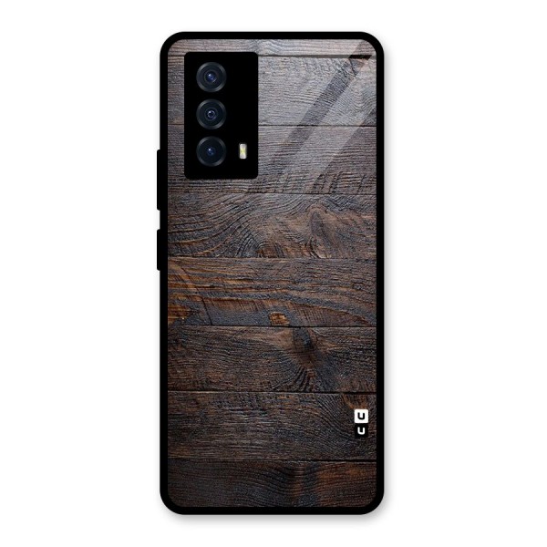 Dark Wood Printed Glass Back Case for Vivo iQOO Z5