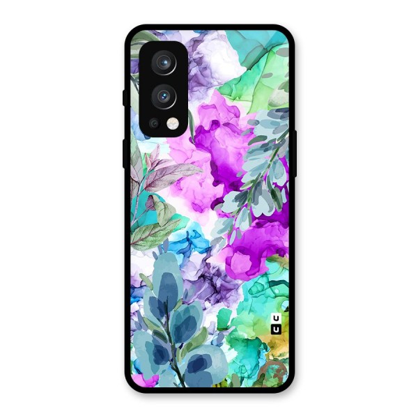 Decorative Florals Printed Glass Back Case for OnePlus Nord 2 5G
