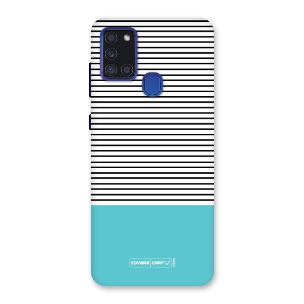 Deep Sky Blue Stripes Back Case for Galaxy A21s