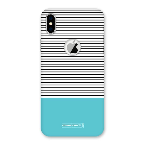 Deep Sky Blue Stripes Back Case for iPhone X Logo Cut