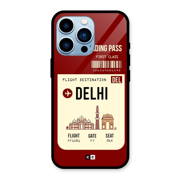 Delhi Boarding Pass Glass Back Case for iPhone 13 Pro