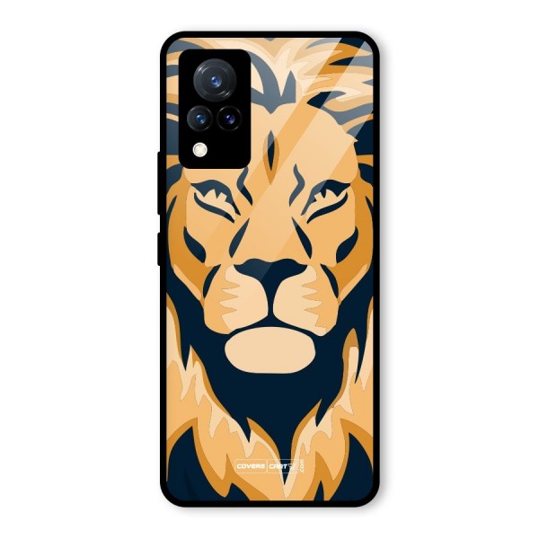 Designer Lion Glass Back Case for Vivo V21 5G