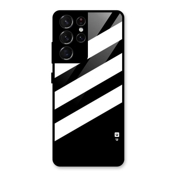 Diagonal Classic Stripes Glass Back Case for Galaxy S21 Ultra 5G