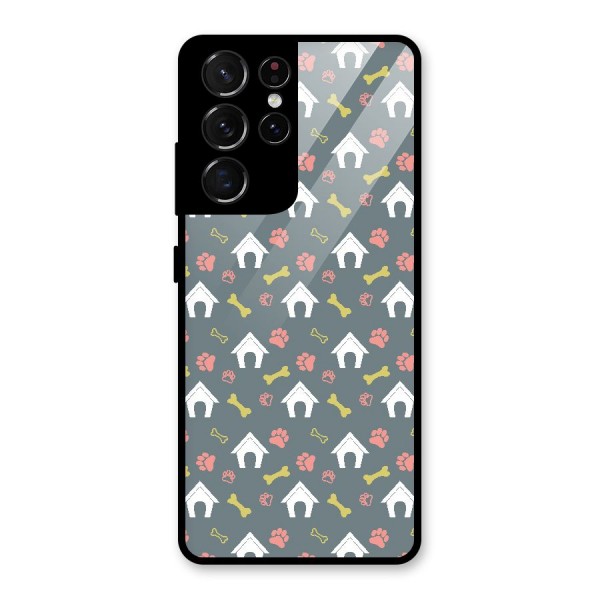 Dog Pattern Glass Back Case for Galaxy S21 Ultra 5G
