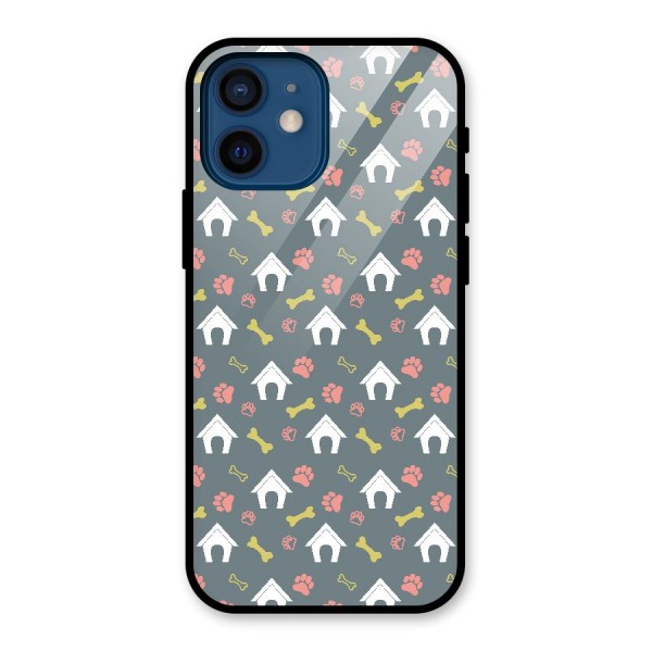 Dog Pattern Glass Back Case for iPhone 12 Mini