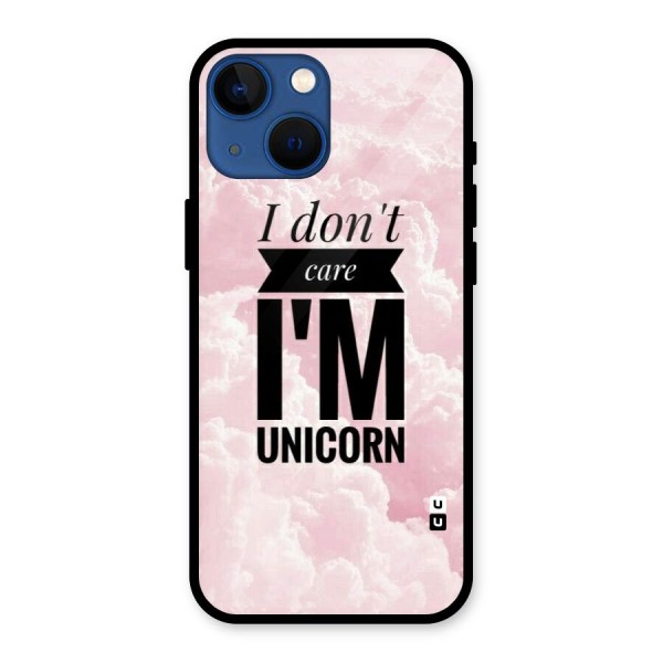 Dont Care Unicorn Glass Back Case for iPhone 13 Mini