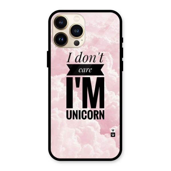 Dont Care Unicorn Glass Back Case for iPhone 13 Pro Max