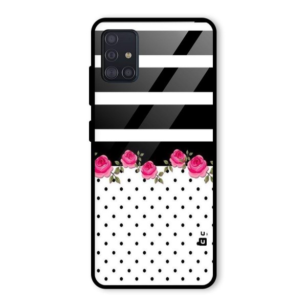 Dots Roses Stripes Glass Back Case for Galaxy A51