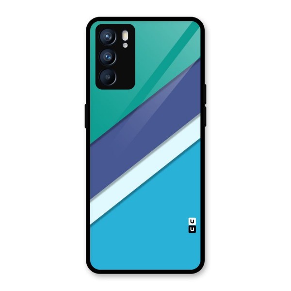 Elegant Colored Stripes Glass Back Case for Oppo Reno6 5G