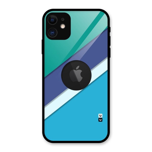 Elegant Colored Stripes Glass Back Case for iPhone 11 Logo Cut