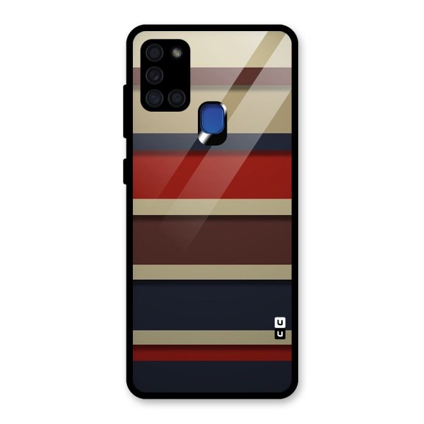 Elegant Stripes Pattern Glass Back Case for Galaxy A21s