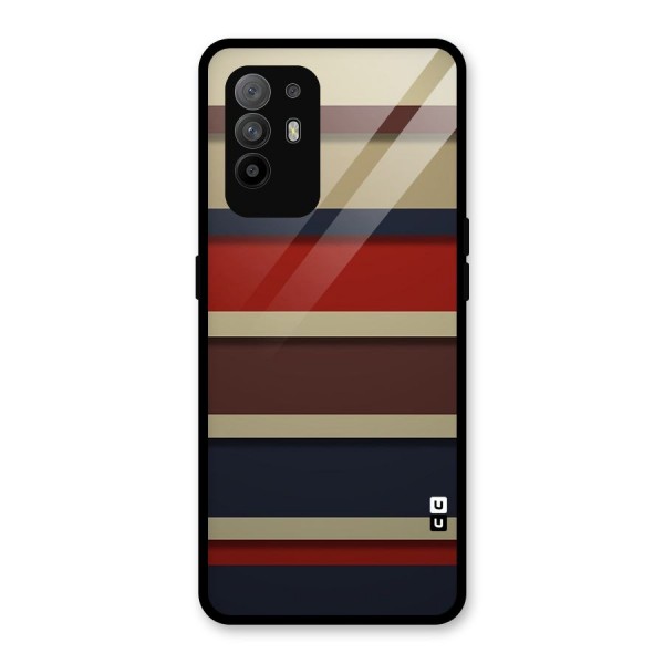 Elegant Stripes Pattern Glass Back Case for Oppo F19 Pro Plus 5G