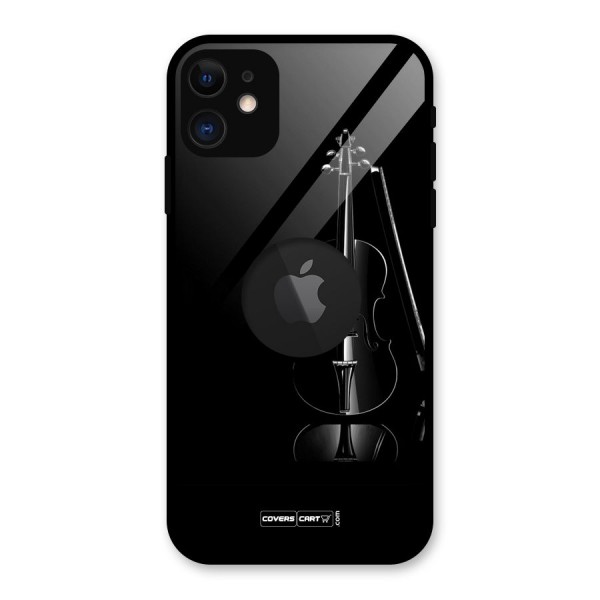 Elegant Violin Glass Back Case for iPhone 11 Logo Cut
