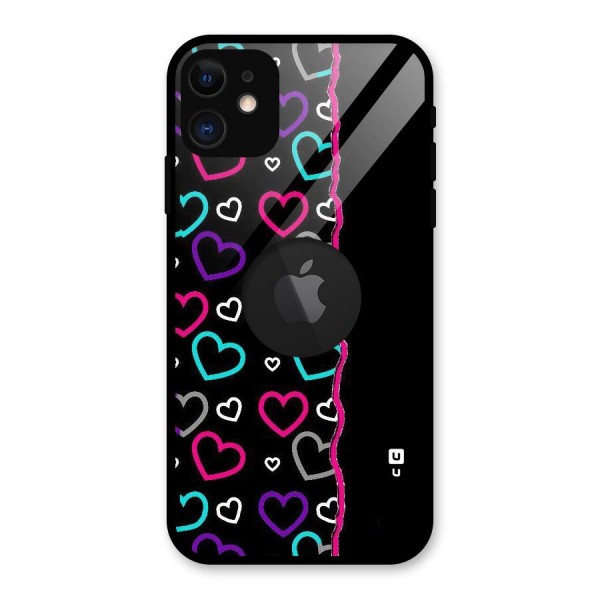 Empty Hearts Glass Back Case for iPhone 11 Logo Cut