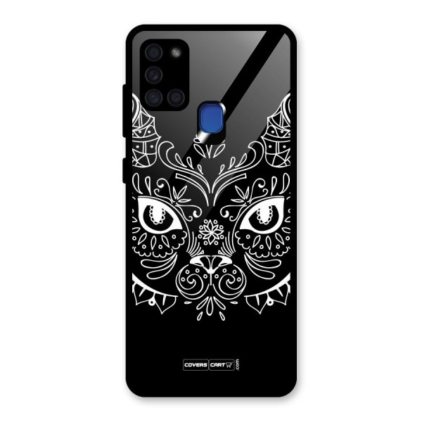 Ethnic Cat Design Glass Back Case for Galaxy A21s