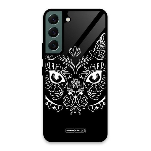 Ethnic Cat Design Glass Back Case for Galaxy S22 5G