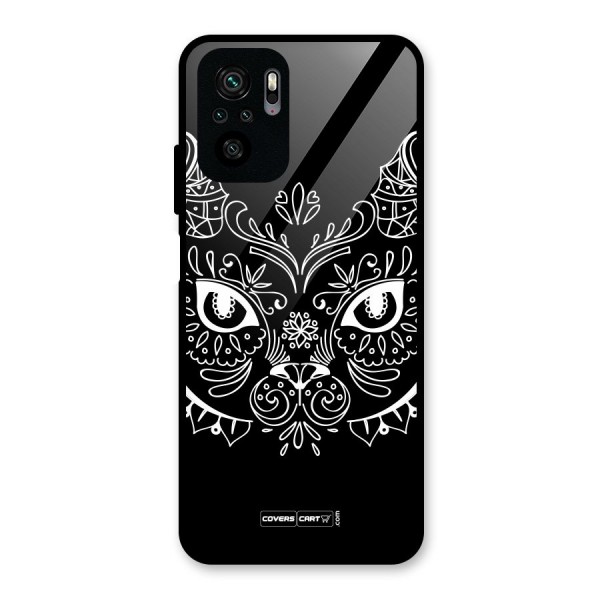 Ethnic Cat Design Glass Back Case for Redmi Note 10