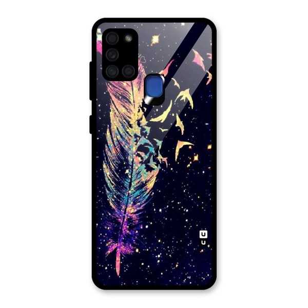 Feather Bird Fly Glass Back Case for Galaxy A21s