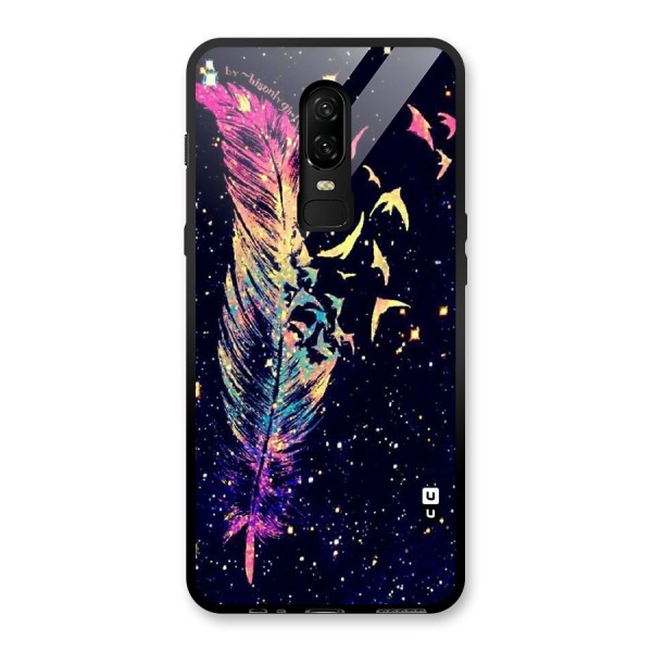 Feather Bird Fly Glass Back Case for OnePlus 6