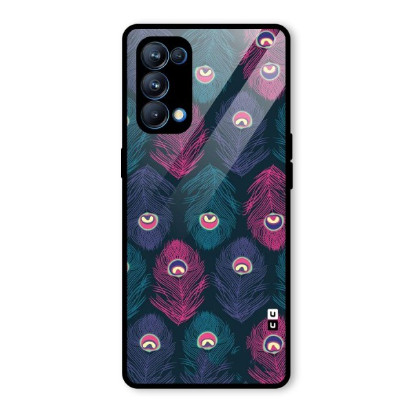 Feathers Patterns Glass Back Case for Oppo Reno5 Pro 5G