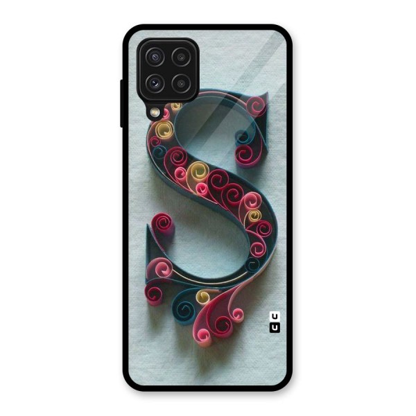 Floral Alphabet Glass Back Case for Galaxy A22 4G