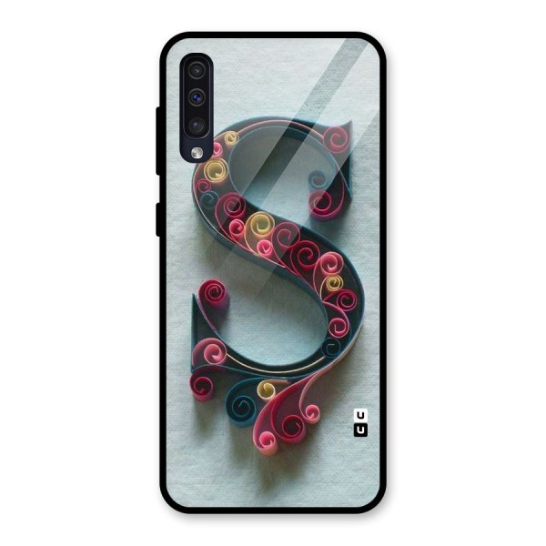 Floral Alphabet Glass Back Case for Galaxy A50