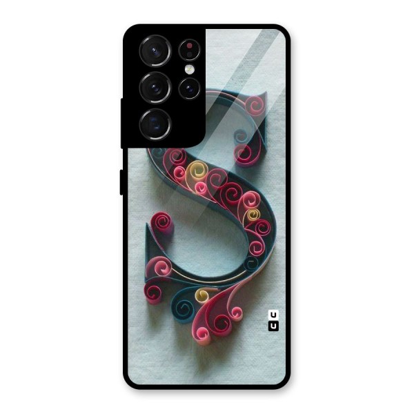 Floral Alphabet Glass Back Case for Galaxy S21 Ultra 5G
