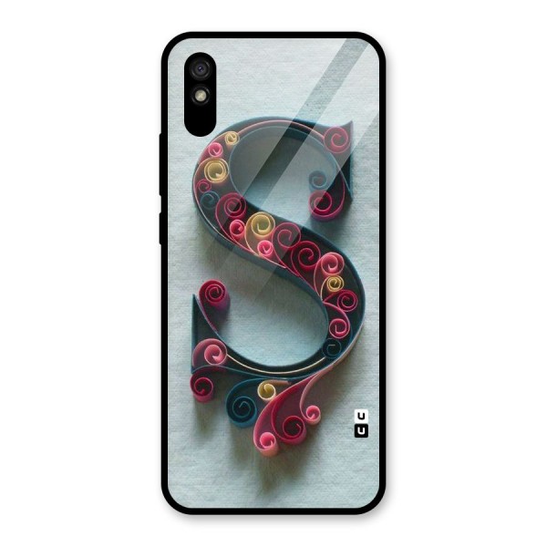 Floral Alphabet Glass Back Case for Redmi 9A