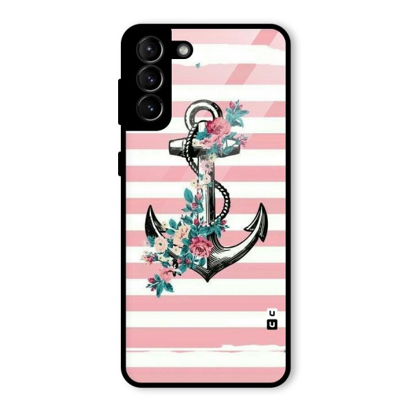 Floral Anchor Glass Back Case for Galaxy S21 Plus