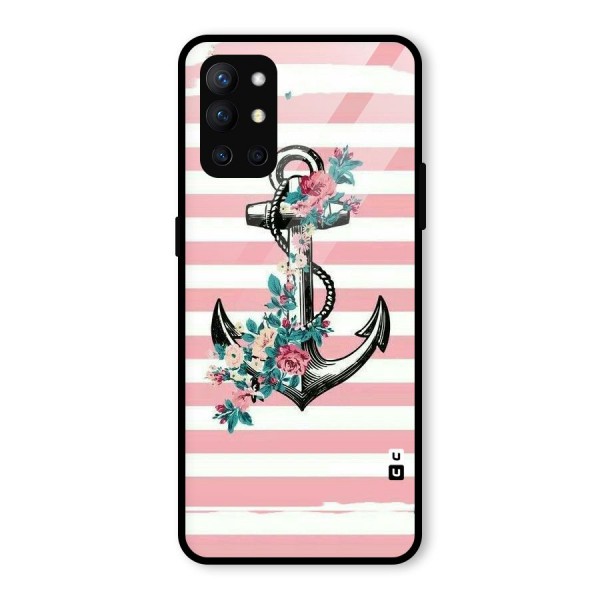 Floral Anchor Glass Back Case for OnePlus 9R
