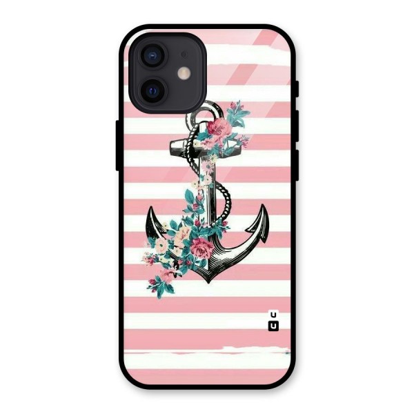 Floral Anchor Glass Back Case for iPhone 12