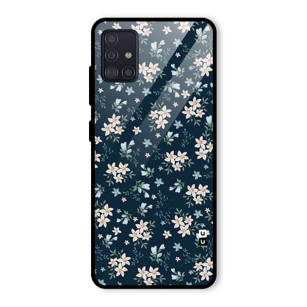 Floral Blue Bloom Glass Back Case for Galaxy A51