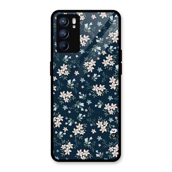 Floral Blue Bloom Glass Back Case for Oppo Reno6 5G