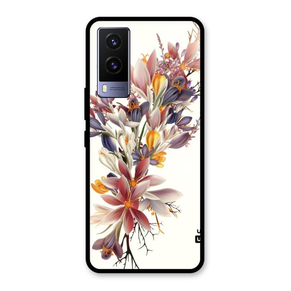 Floral Bouquet Glass Back Case for Vivo V21e 5G