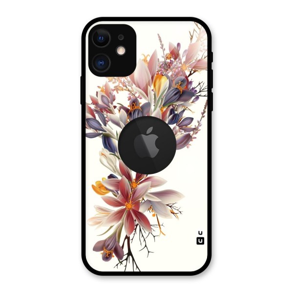 Floral Bouquet Glass Back Case for iPhone 11 Logo Cut