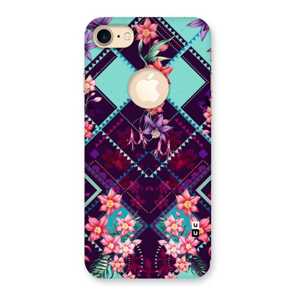 Floral Diamonds Back Case for iPhone 7 Logo Cut