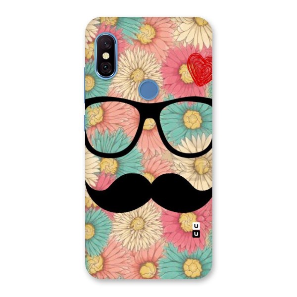 Floral Moustache Back Case for Redmi Note 6 Pro