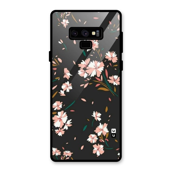 Floral Petals Peach Glass Back Case for Galaxy Note 9
