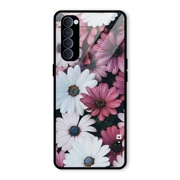 Floral Shades Pink Glass Back Case for Oppo Reno4 Pro