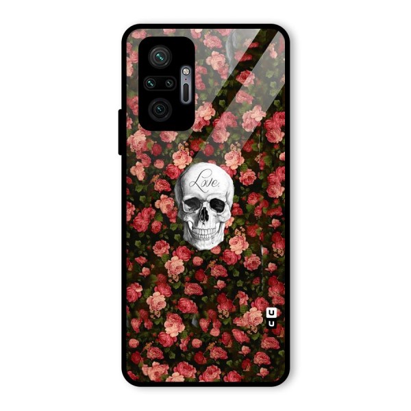 Floral Skull Love Glass Back Case for Redmi Note 10 Pro