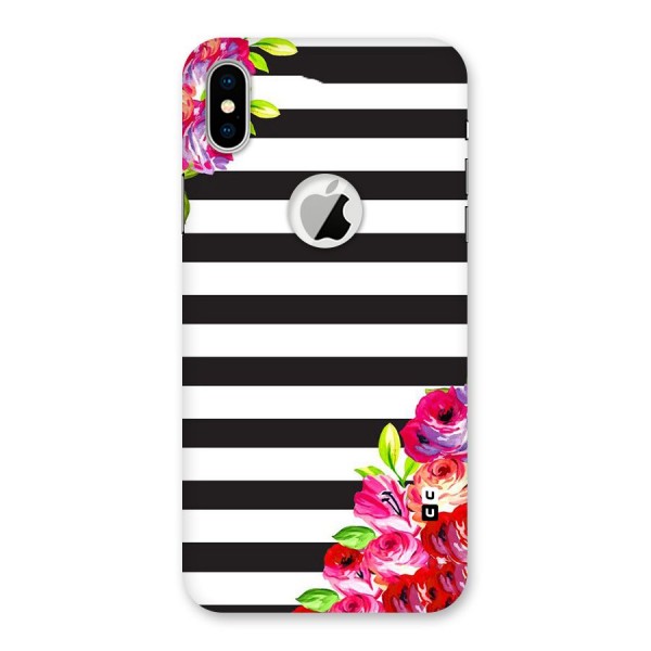 Floral Stripes Back Case for iPhone X Logo Cut