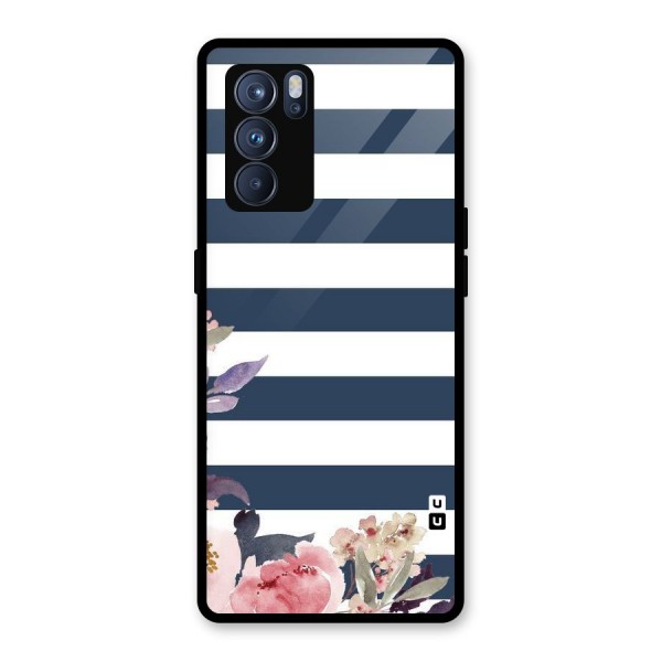 Floral Water Art Glass Back Case for Oppo Reno6 Pro 5G