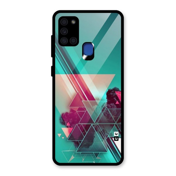 Floroscent Abstract Glass Back Case for Galaxy A21s