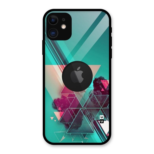 Floroscent Abstract Glass Back Case for iPhone 11 Logo Cut