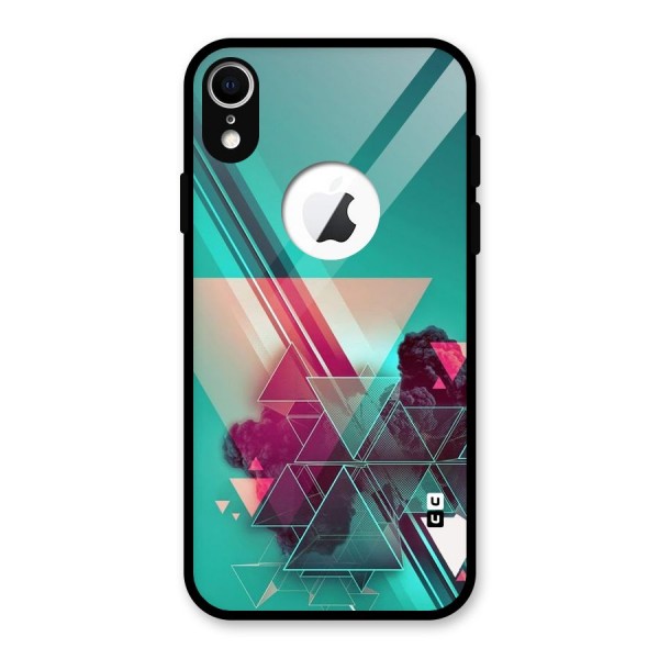 Floroscent Abstract Glass Back Case for iPhone XR Logo Cut